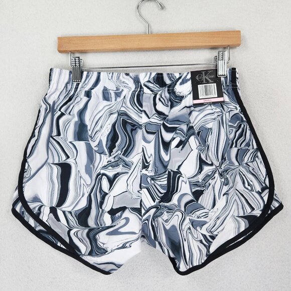 Calvin Klein Shorts Womens Small Black White Marble Brief Lined Athletic NEW - Picture 7 of 11
